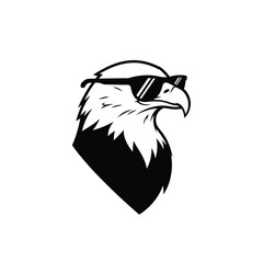 Eagle head wearing sunglasses on white background