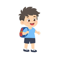 Obraz premium Kid Going to School Illustration