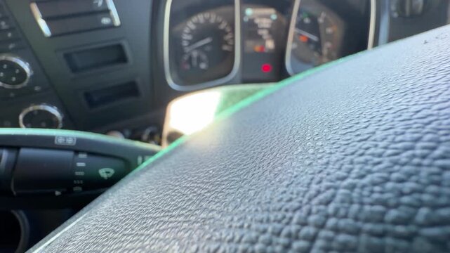 Commercial truck interior steering wheel panning