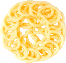 Top View Cut Out of Traditional Indonesian Orange Shrimp Cracker Kerupuk