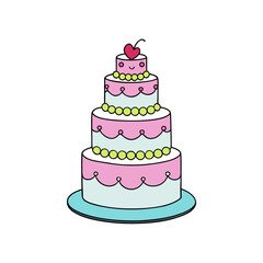 Wedding Cake vector on white background