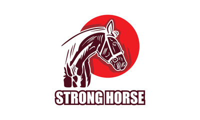 Fototapeta premium strong brown horse head logo, silhouette of great mare vector illustrations
