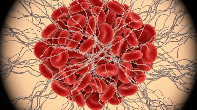 Red Blood Cells Under Microscope View.