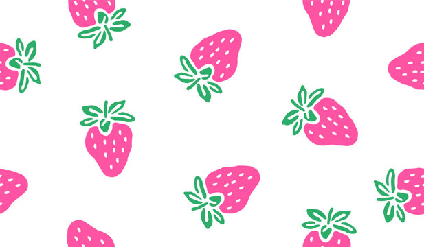 Cute strawberry fruits pattern background vector design