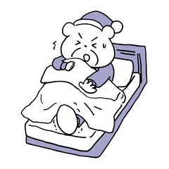 夜寝ているときに足をつったクマのキャラクター
