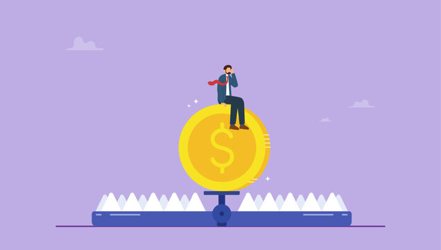Businessman be caught in a bear trap with dollar coin. Money trap, financial risk concept.