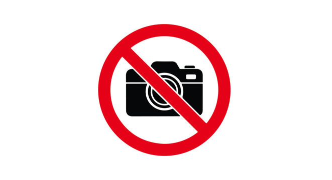 No Photography or Video Recording Sign with Camera DSLR Mirrorless Symbol in Restricted Area