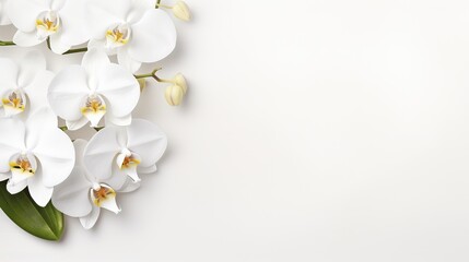 Obraz premium Elegant White Orchid Blossoms on Soft White Background