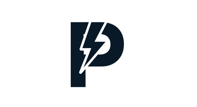 Lightning Bolt Letter P Symbol.