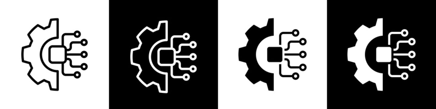 Ai- based failure prediction black and white icon design concept