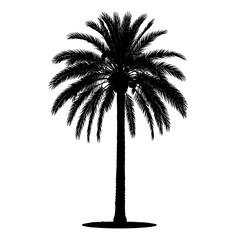 Obraz premium A black silhouette of a palm tree against a white background