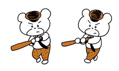 バッティングをするクマのキャラクター