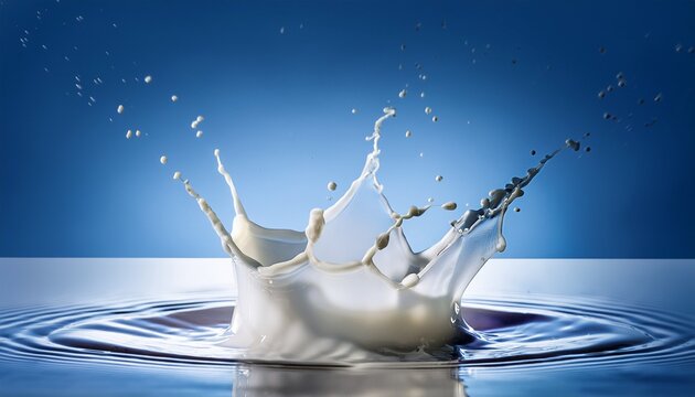 milk splash frozen mid air macro droplets clean soft lit background