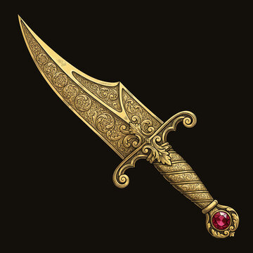 golden ornate dagger 