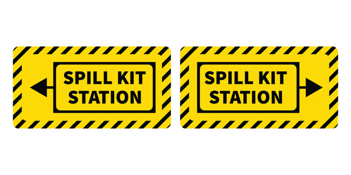 Yellow industrial emergency spill kit location sign vector illustration