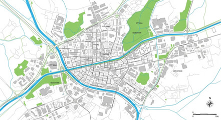 Obraz premium City Map with River and Parks.