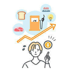 価格高騰のことを悩む主婦のイラスト素材2