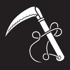 日本の伝統的な器物紋の家紋「鎌紋」のイラストベクターデータです