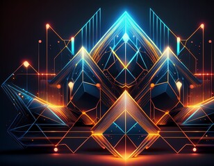 Naklejka premium abstract geometric shapes with glowing lines