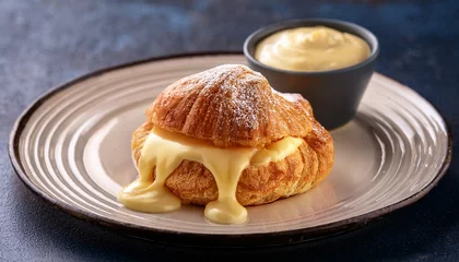 Sierkussen Restaurant close up view of a savory pastry topped with a creamy sauce  © Jeremy