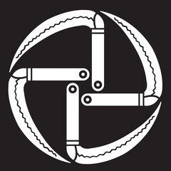 日本の伝統的な器物紋の家紋「鎌紋」のイラストベクターデータです