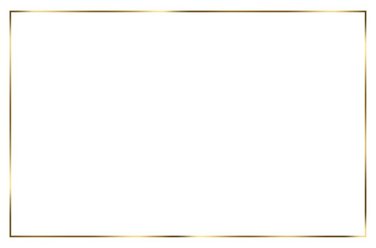 Golden Thin Rectangular Frame on Transparent Background &ndash; Elegant Gold Border for Design, Invitations, and Photo Overlays