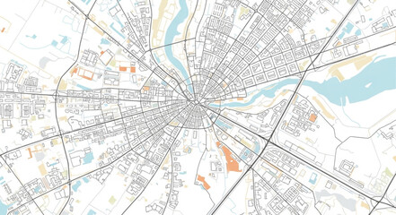 Obraz premium City Map with Roads and Rivers.
