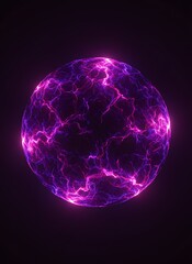 Obraz premium Vibrant purple and pink electric orb with glowing lightning effects on a dark background
