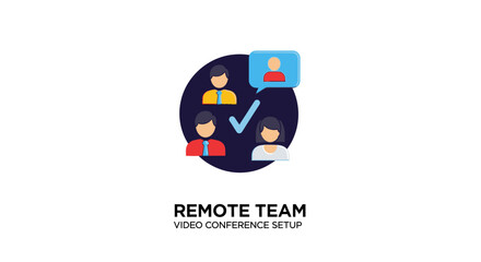 Remote Team Video Conference Illustration Icon.