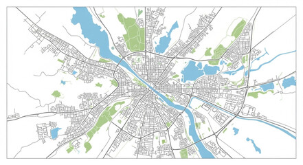 Obraz premium City Map with Water Features.