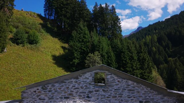 Historical preservation and architectural heritage showcasing an aerial view of Bregaglia Valley