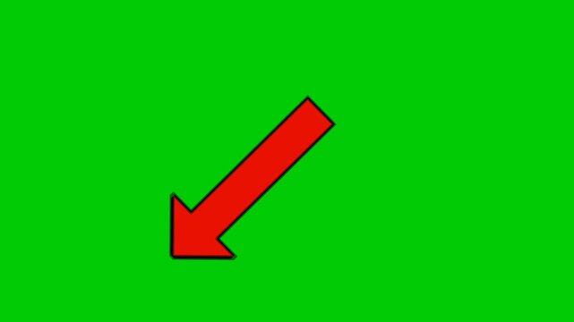 Left corner pointing arrow on green screen animation motion graphics