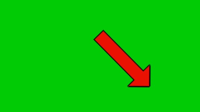 Right down corner pointing arrow on green screen animation motion graphics