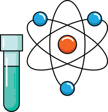 design testube and atom illustration icon
