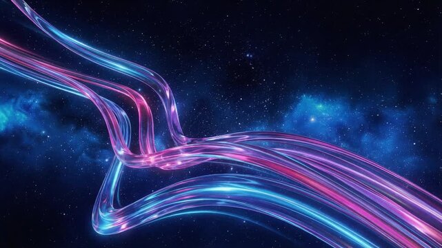 宇宙背景カラフル水ライン抽象ループ動画