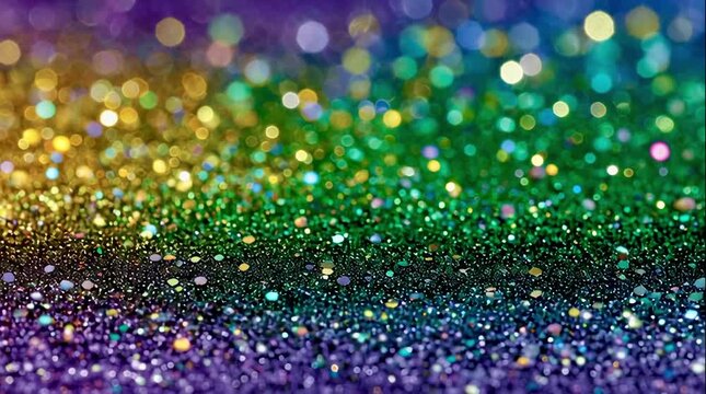 Bright colors shine in a close-up of sparkling glitter on a surface in different hues and shades during daylight video