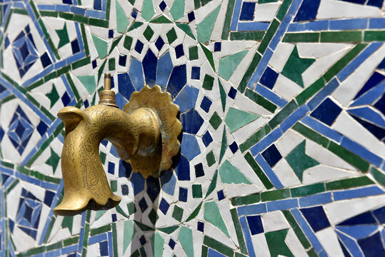 Moroccan Islamic mosaic tiles in Fes, Morocco