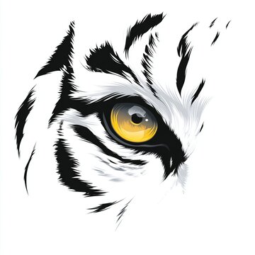 Black and white tiger logo with golden eye