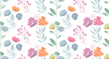 Fototapeta premium Bright botanical design with colorful blooms and gentle textures