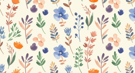 Obraz premium Contemporary flower pattern with abstract forms and smooth color transitions