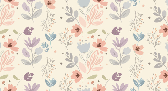 Vibrant watercolor blossoms forming a cheerful and inviting repeating pattern