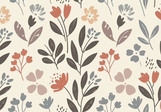 Delicate floral motif combining subtle textures and simple forms for a modern aesthetic