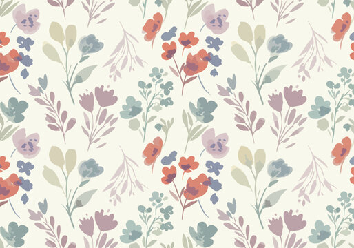 Subtle and calming floral design with scattered blossoms in pastel hues creating a serene visual experience