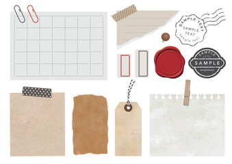 クリップ・スタンプ・紙・ノート・タグなどのフレームセット