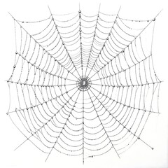 Obraz premium A detailed drawing of a spider web with dew drops