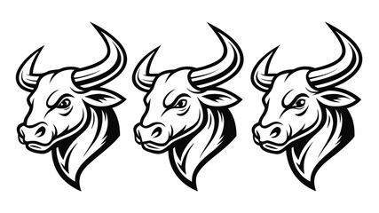 Obraz premium Vector illustration of Bull Head Illustration, Powerful Animal Symbol for Strength