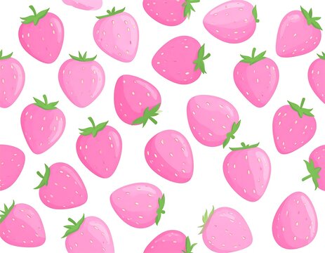 A digital illustration of pink strawberries on a white background