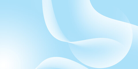 Abstract light blue and white background featuring soft, flowing curved waves. Elegant silk or...