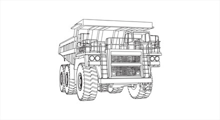 Dump Truck Blueprint &ndash; Heavy Construction Vehicle CAD Technical Drawing