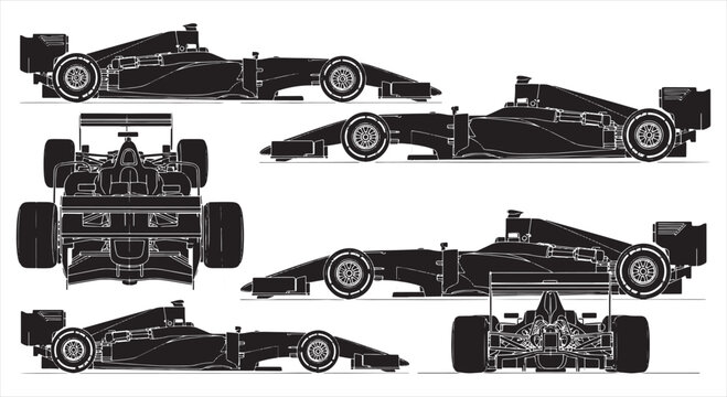 Race Car Blueprint &ndash; Formula Racing Vehicle CAD Technical Drawing